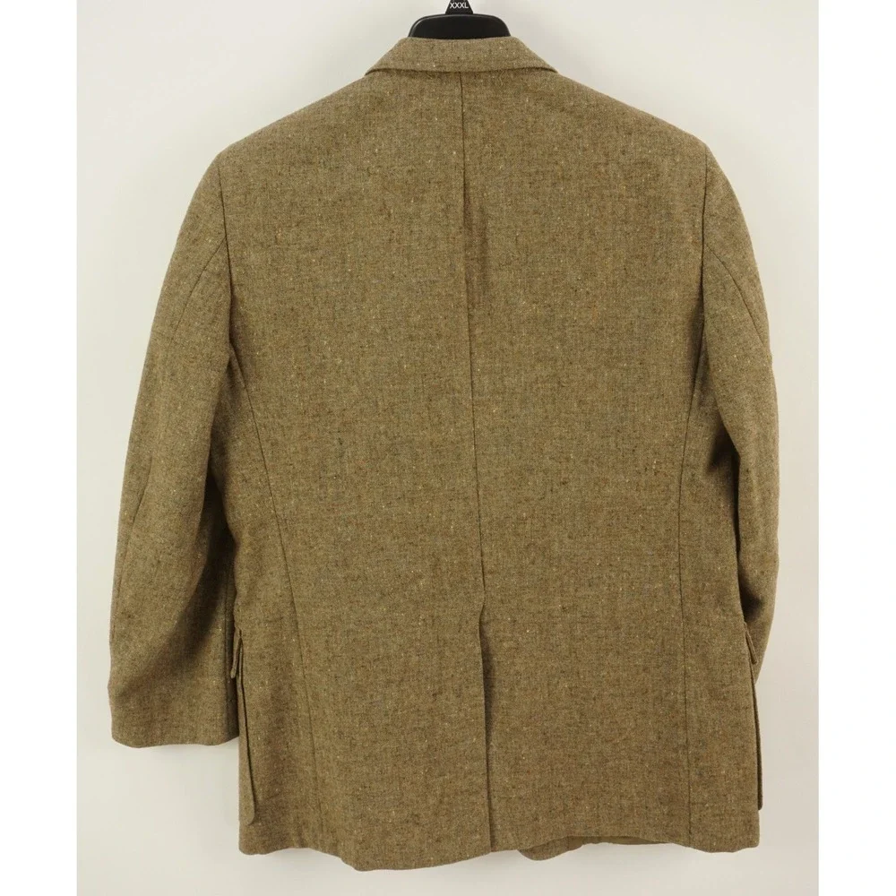 Vintage 1970s Union Made Tweed Wool Atomic Fleck Military Safari Jacket 42R Men